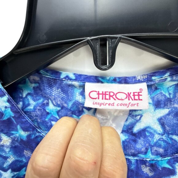 Cherokee Blue Star Long Sleeve Shirt Size M Button Up Pockets Casual - Picture 3 of 12